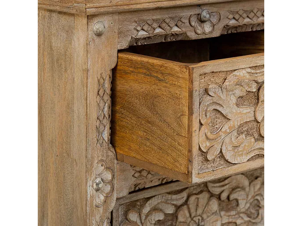 Comodino in legno artigianale marrone 50x40x60.