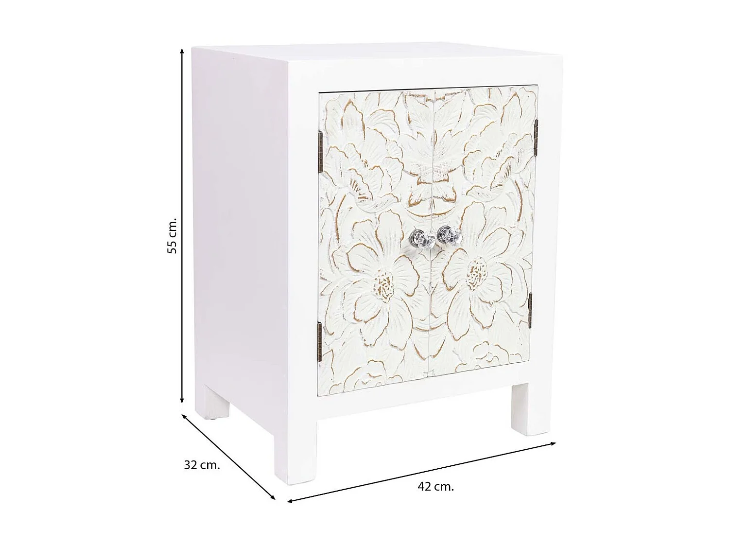 Tavolino in legno con 2 porte 42x32x55