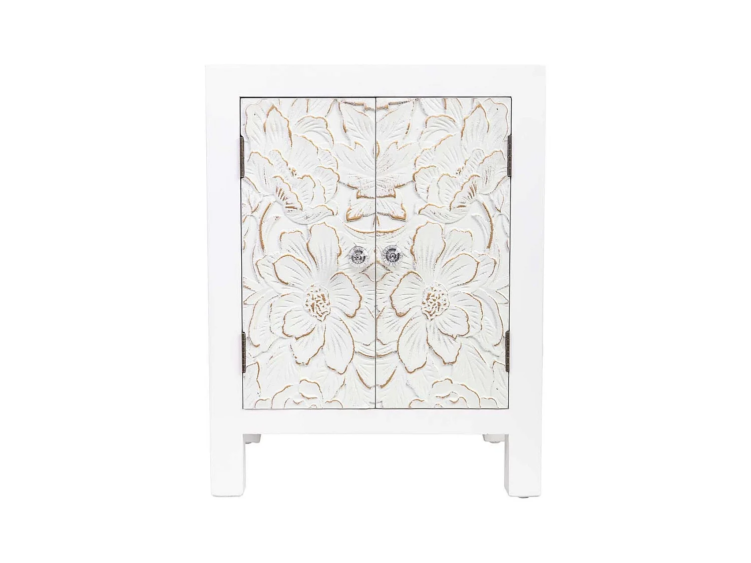 Table d'appoint en bois avec 2 portes 42x32x55