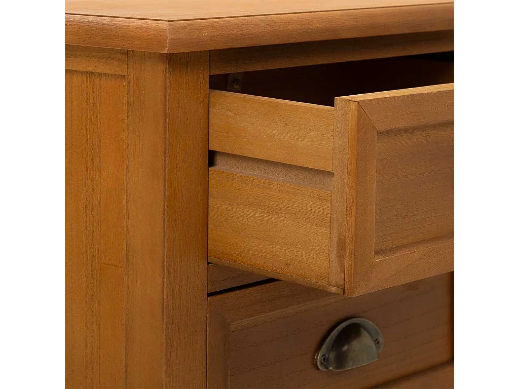 Mesa de cabeceira de madeira com 3 gavetas castanha 45x35x60