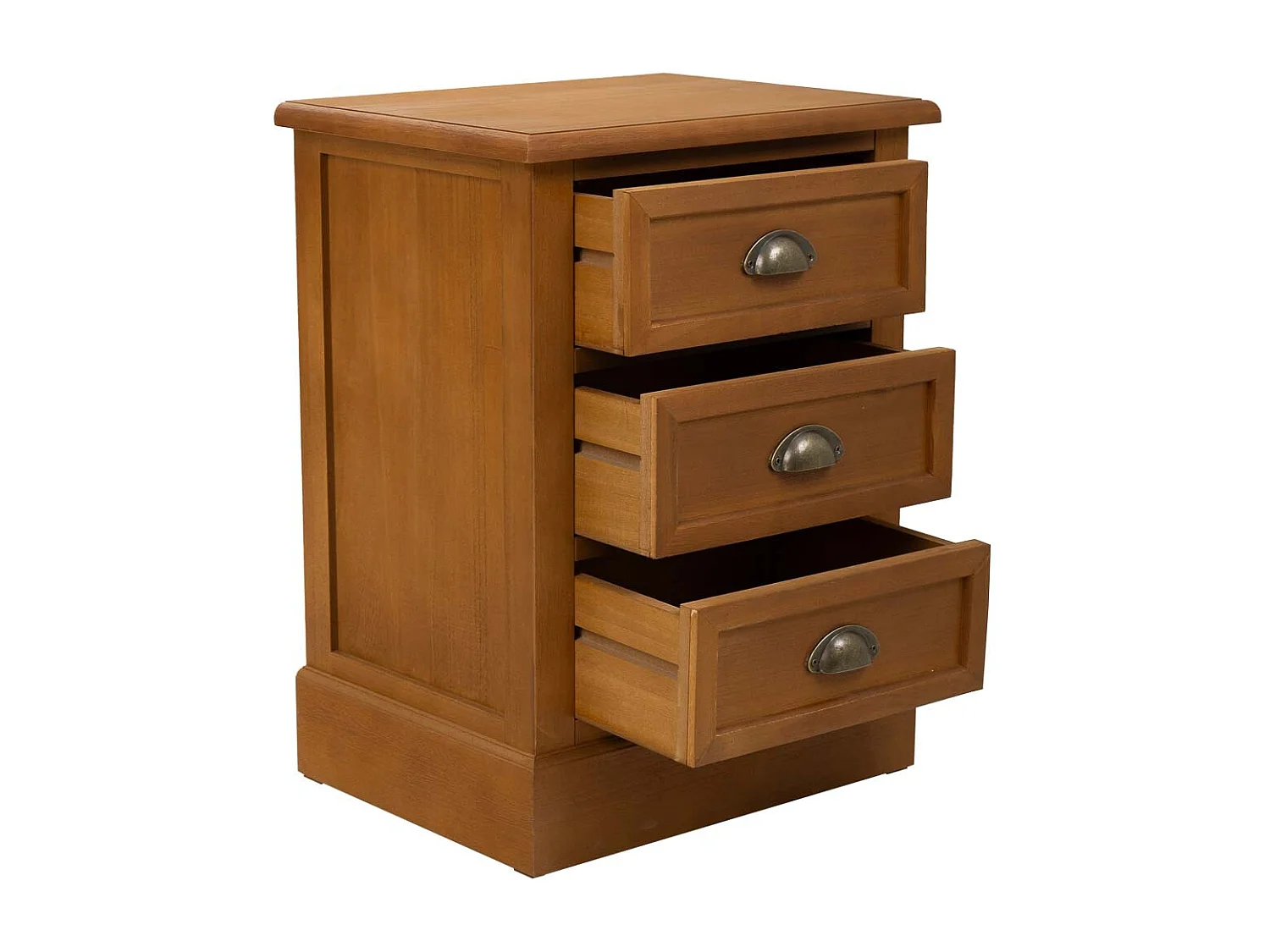 Mesita de madera de 3 cajones marron 45x35x60