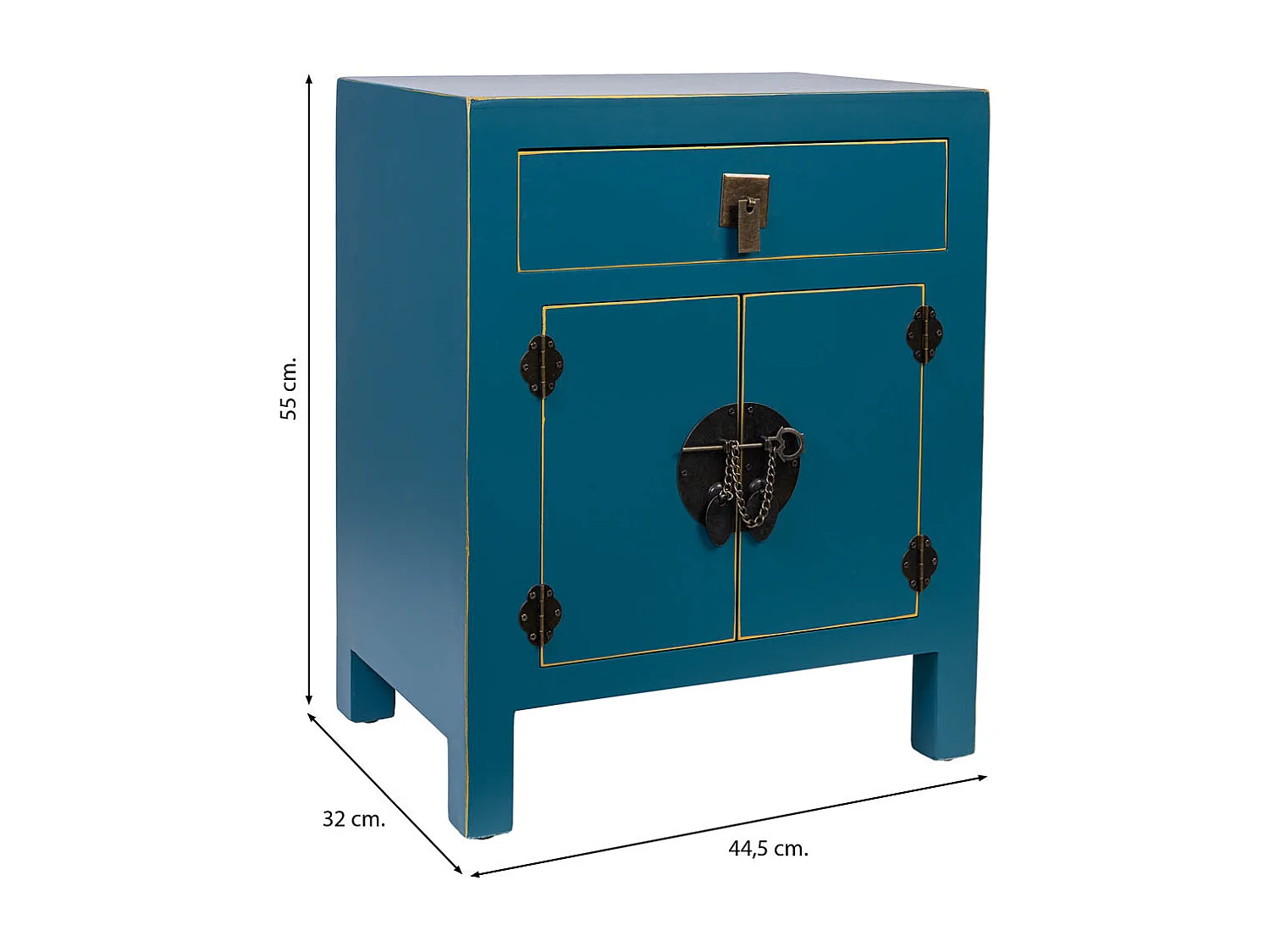 Mesita de noche de madera con 1 cajon y 2 puertas 44,5x32x55h cm