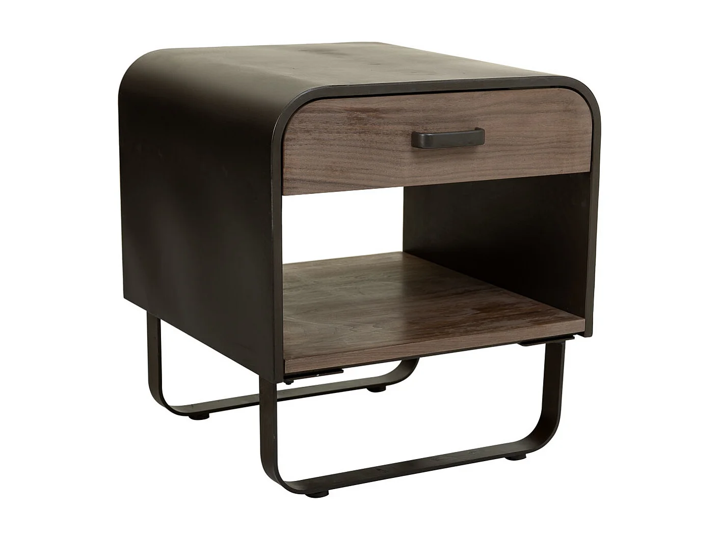 Mesa de centro metal preto e madeira 50x52x56h cm