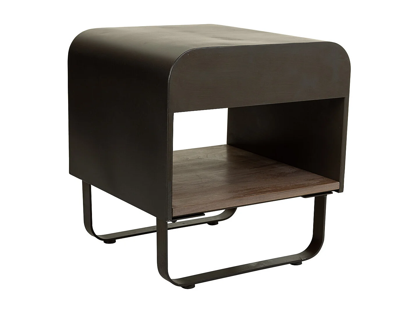 Mesa de centro metal preto e madeira 50x52x56h cm