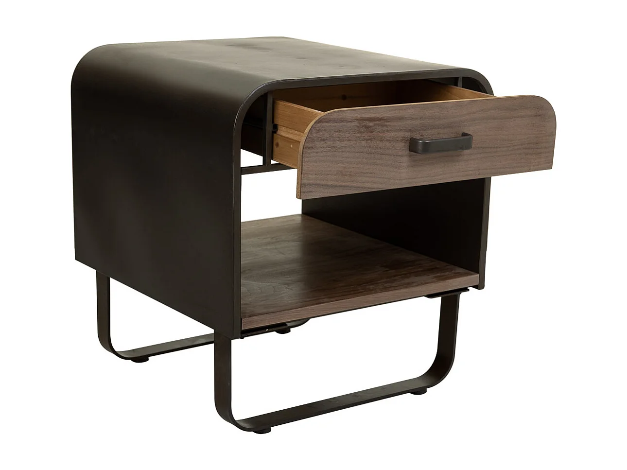 Mesa de centro metal preto e madeira 50x52x56h cm