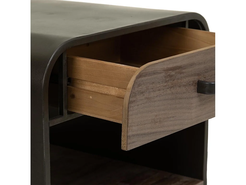 Mesa de centro metal preto e madeira 50x52x56h cm