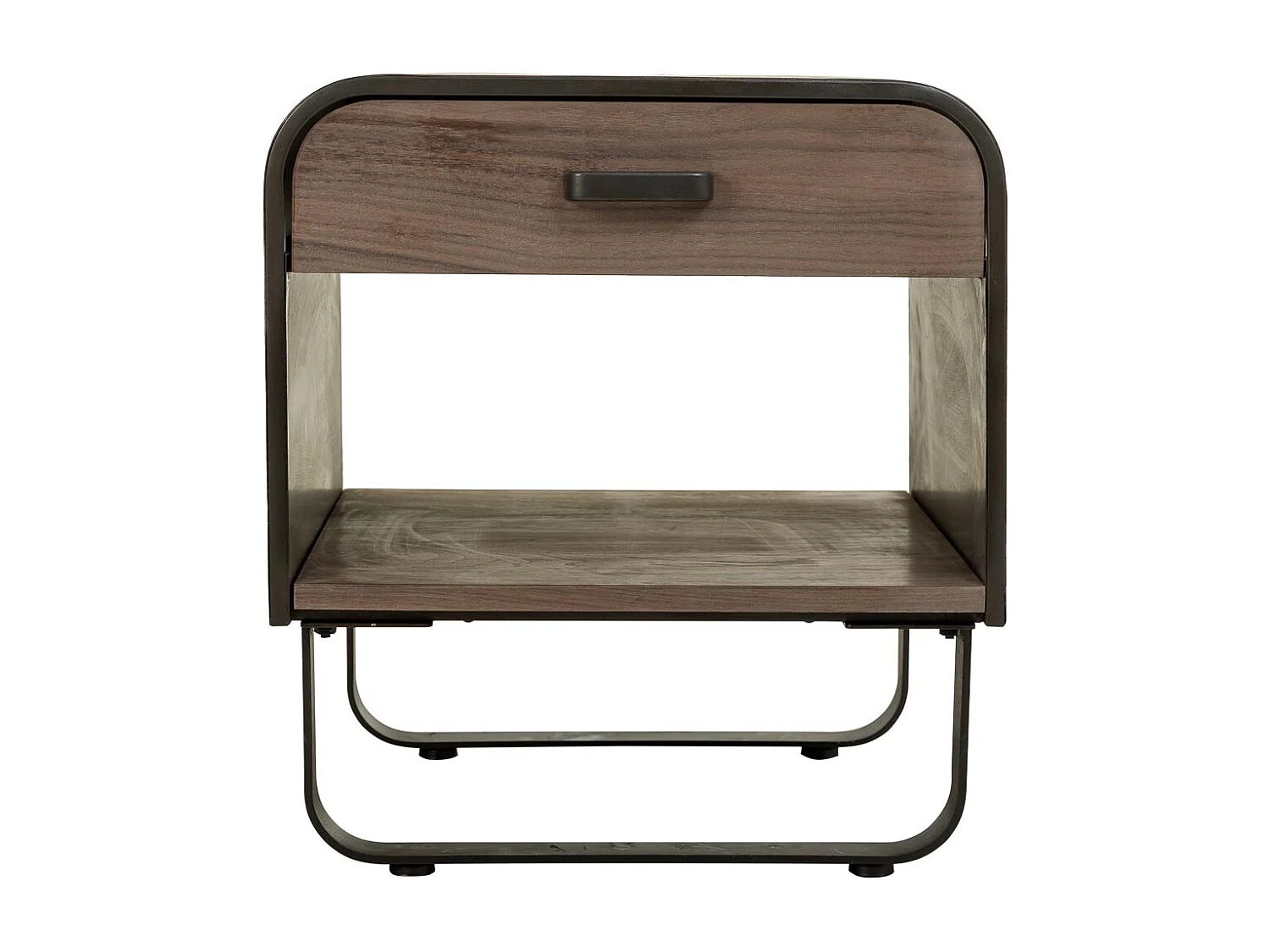 Mesa de centro metal preto e madeira 50x52x56h cm