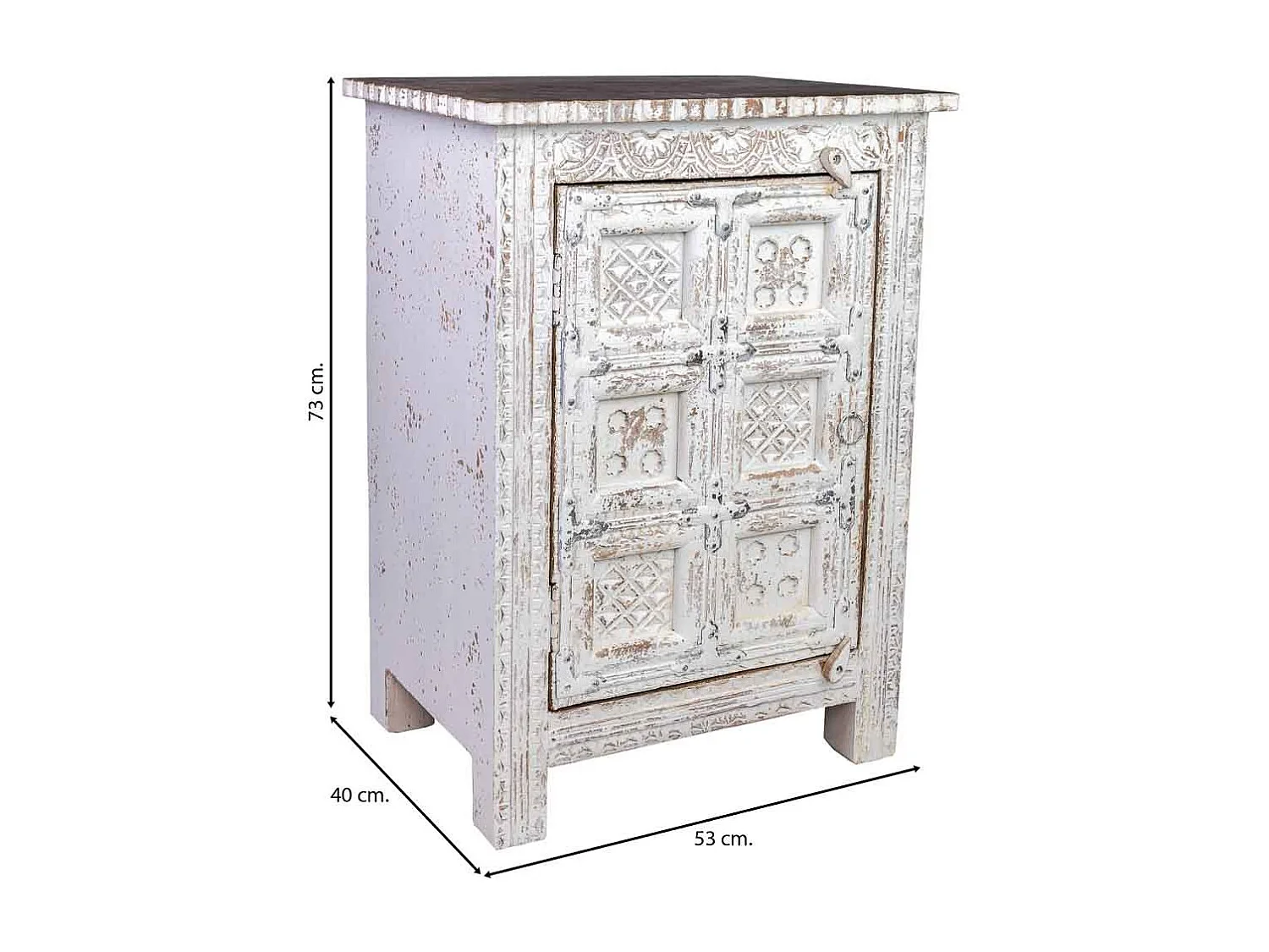 Handgefertigter Couchtisch aus Holz einer Tür, 53 x 40 x 73 cm, weiß