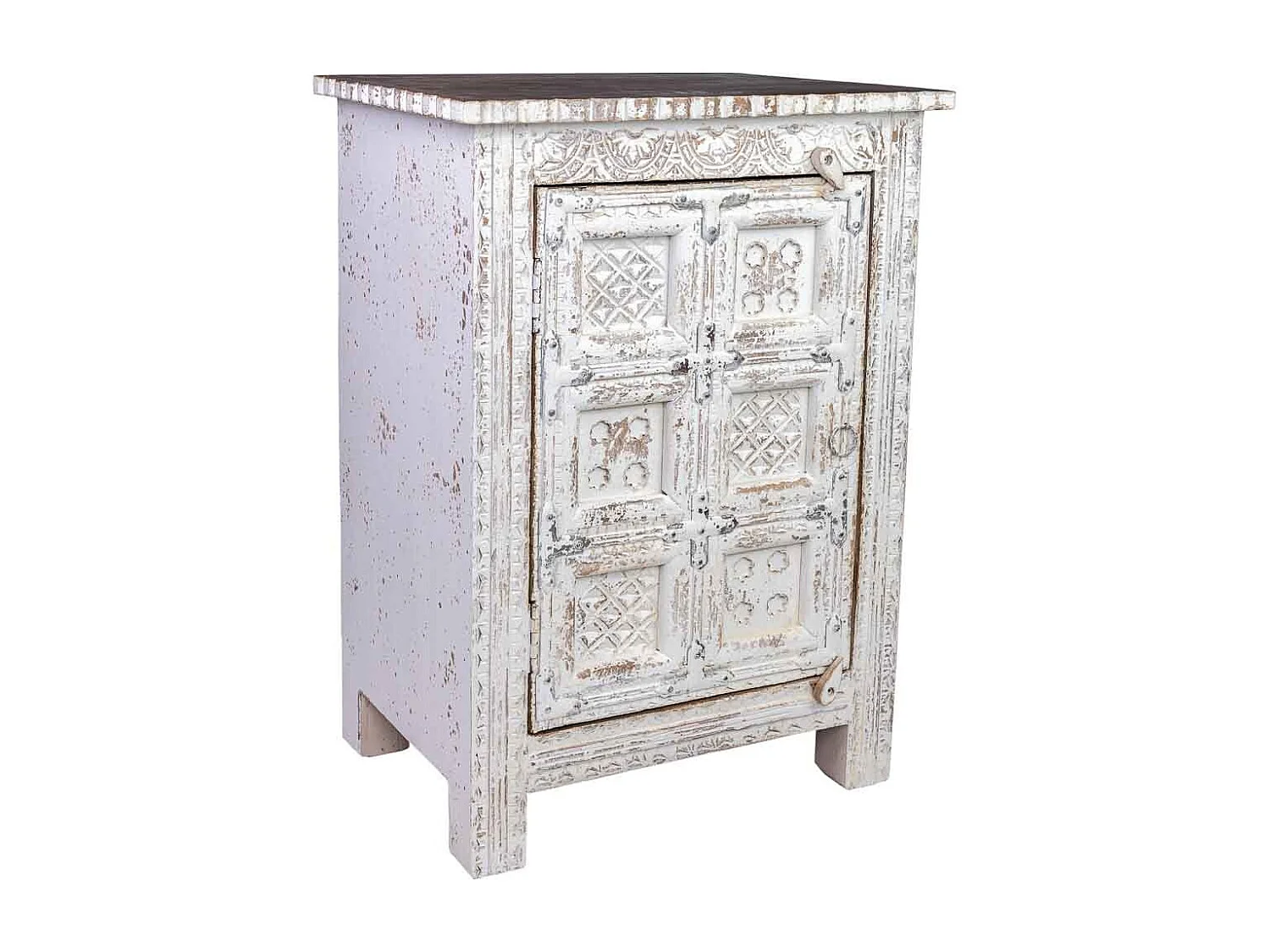 Handgefertigter Couchtisch aus Holz einer Tür, 53 x 40 x 73 cm, weiß