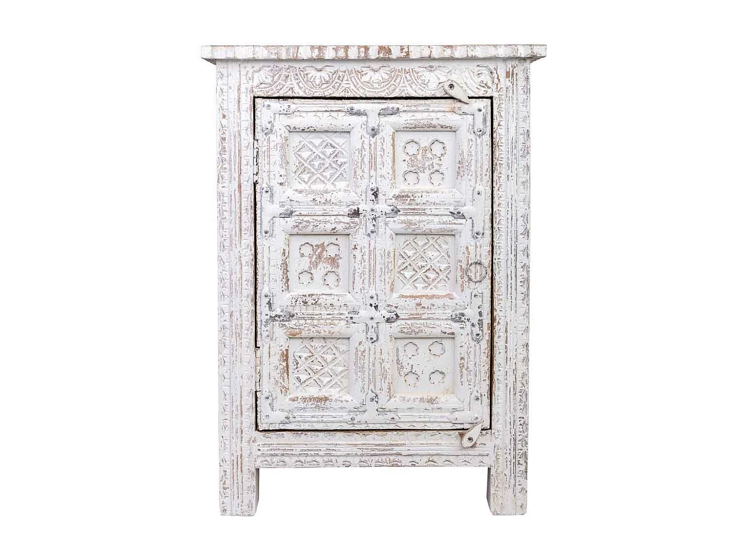 Handgefertigter Couchtisch aus Holz einer Tür, 53 x 40 x 73 cm, weiß