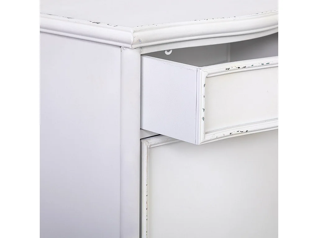 Tavolo in metallo con 1 cassetto e 1 porta bianco 46,5x36,5x86h cm