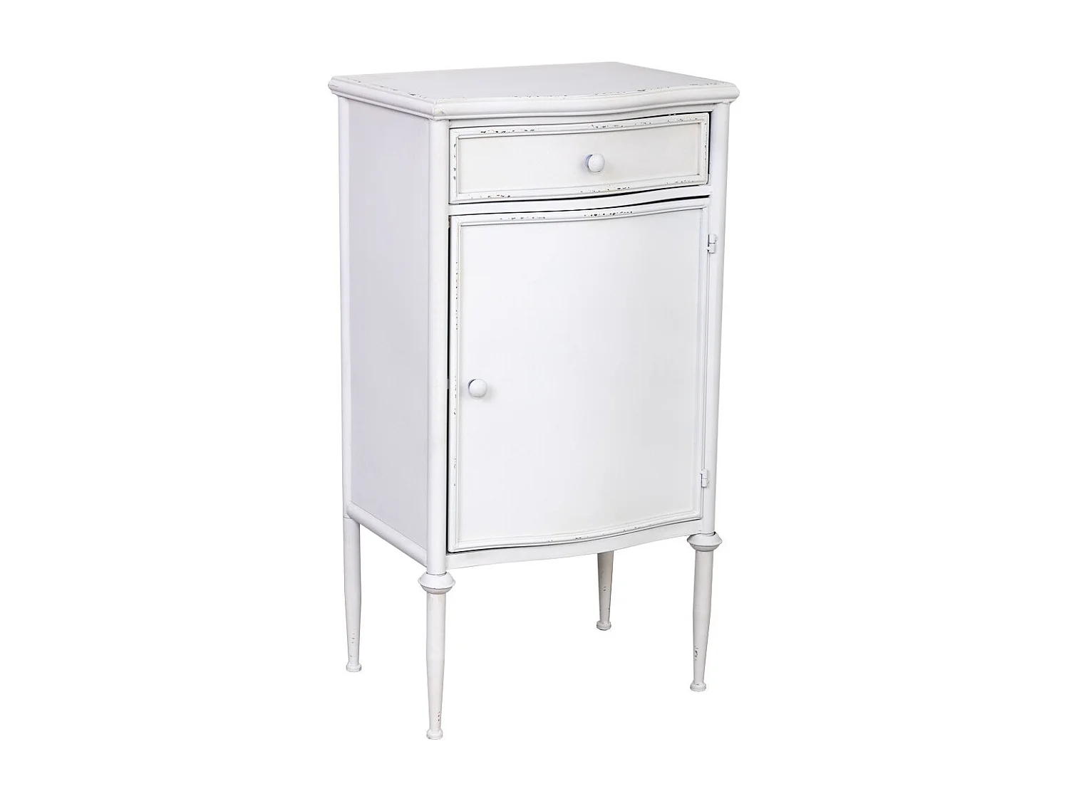 Tavolo in metallo con 1 cassetto e 1 porta bianco 46,5x36,5x86h cm