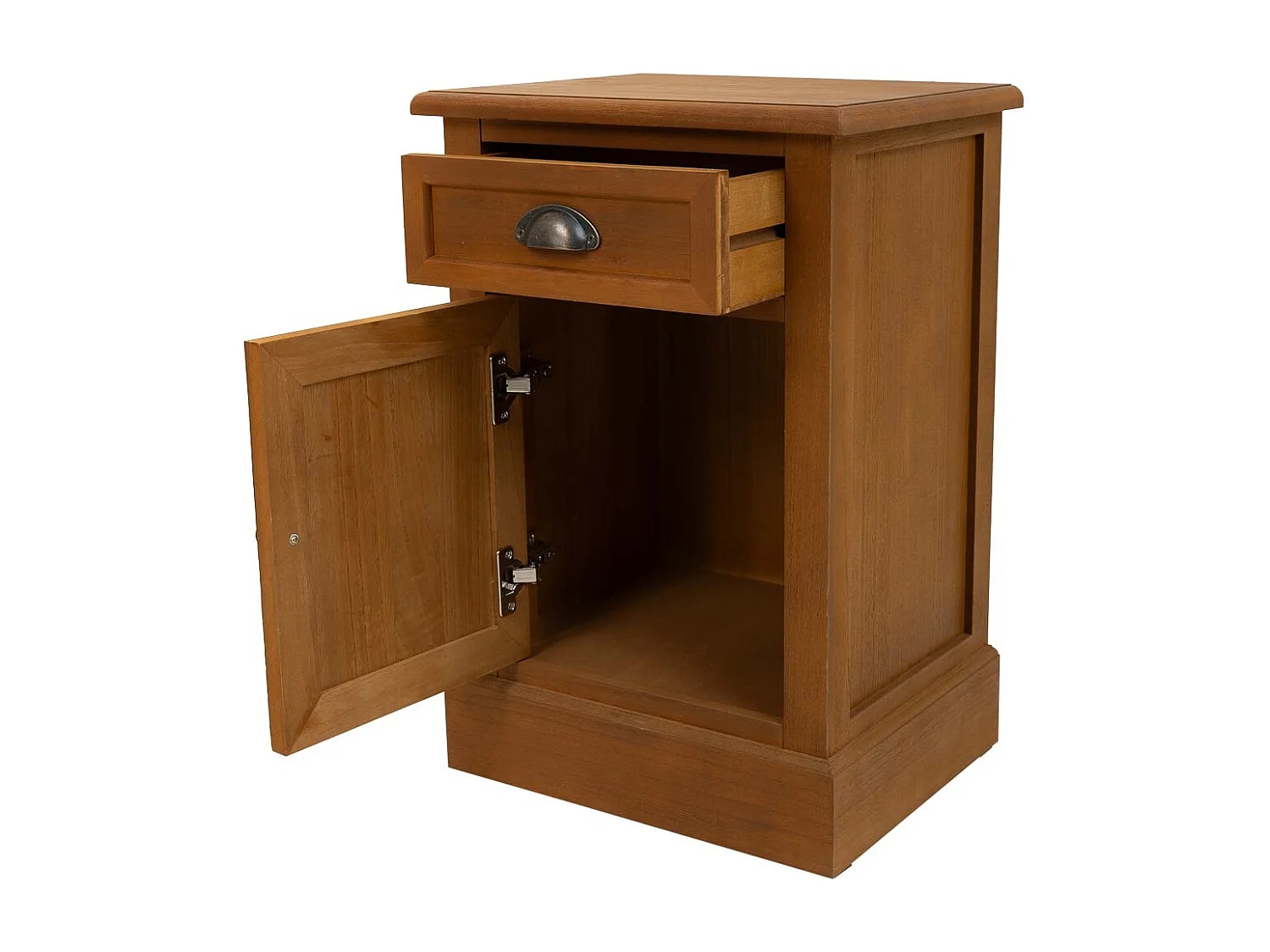 Mesa de cabeceira de madeira 1 gaveta e 1 porta castanha 41,5x35x63h cm