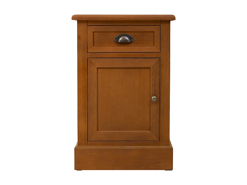 Comodino in legno con 1 cassetto e 1 porta marrone 41,5x35x63