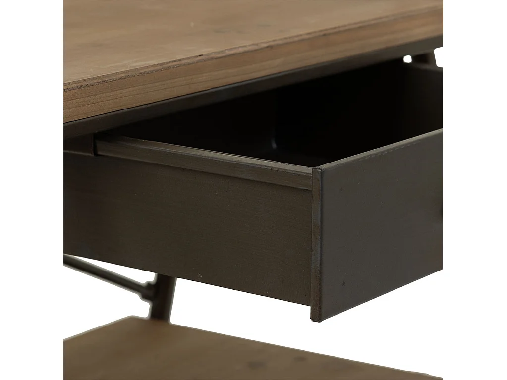 Mesa de centro madeira castanha e metal 52x42x60h cm