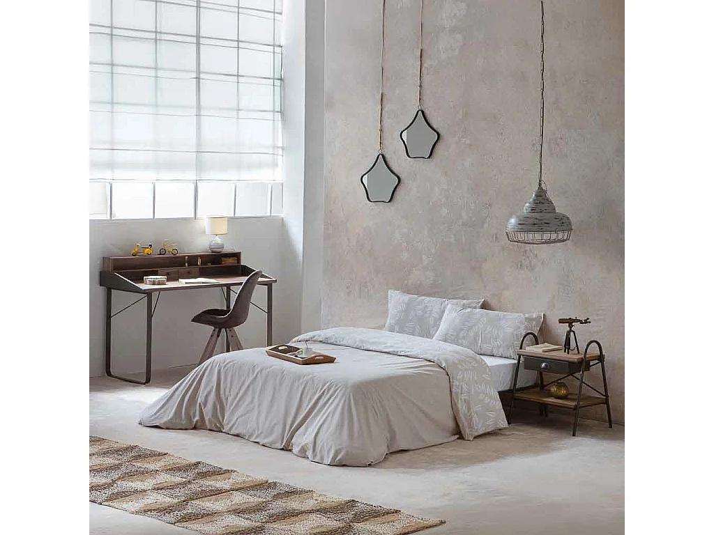 Nachttisch aus braunem Holz und Metall, 52x42x60H cm