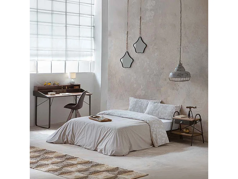 Mesita de madera y metal marrón 52x42x60h cm