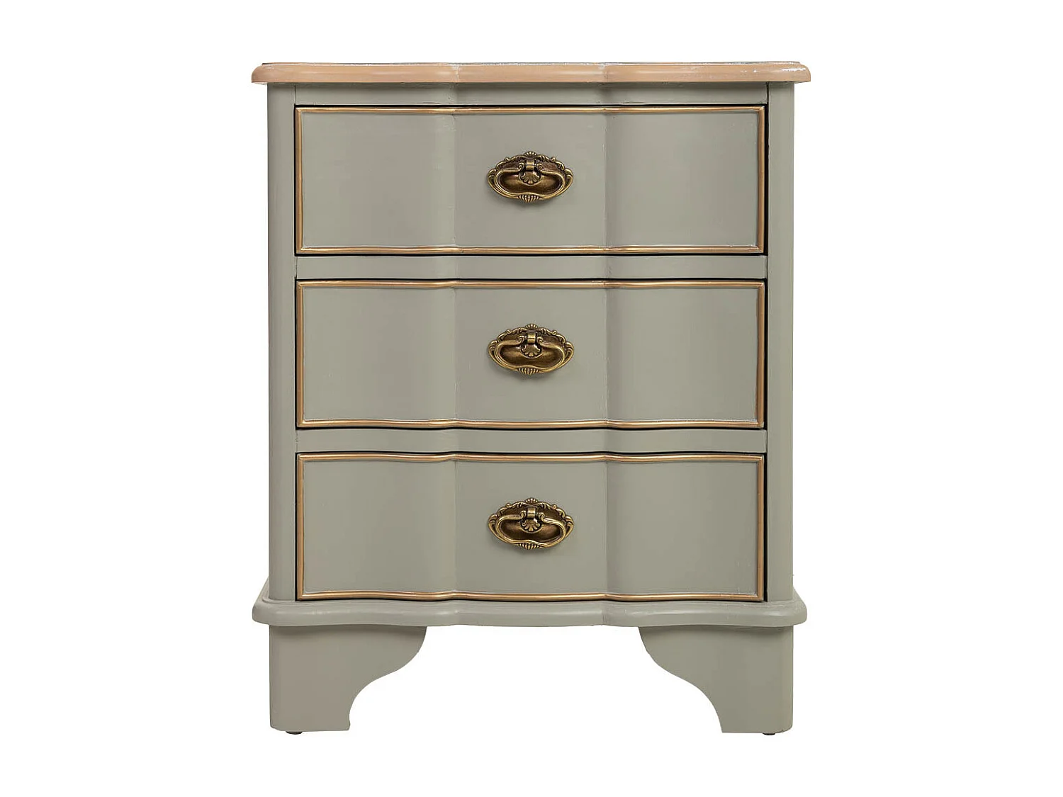 Table en bois laqué vert vieilli avec 3 tiroirs 50x35x60