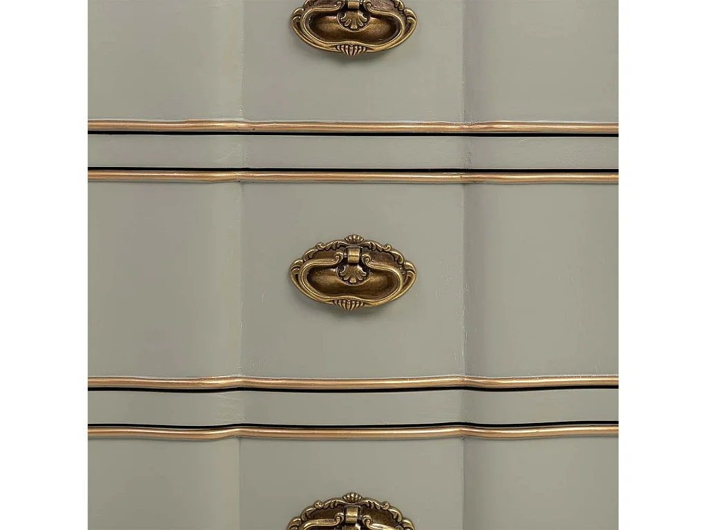 Table en bois laqué vert vieilli avec 3 tiroirs 50x35x60