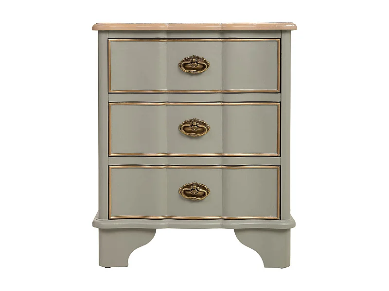 Tisch aus gealtertem grün lackiertem Holz mit 3 Schubladen 50x35x60