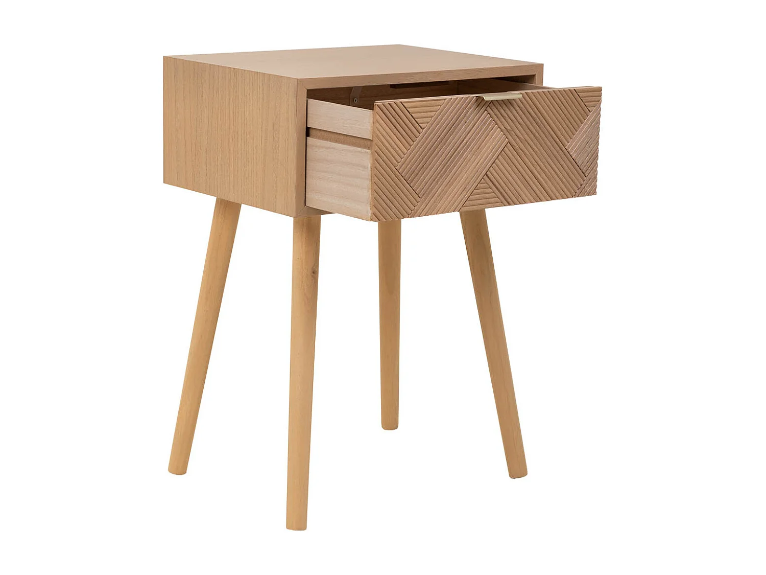 Mesa de apoio de madeira com 1 gaveta castanha 45x34x64