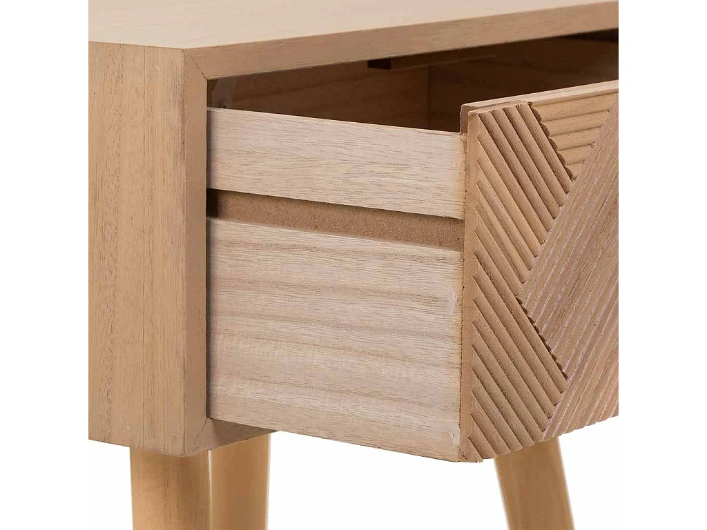 Mesa de apoio de madeira com 1 gaveta castanha 45x34x64