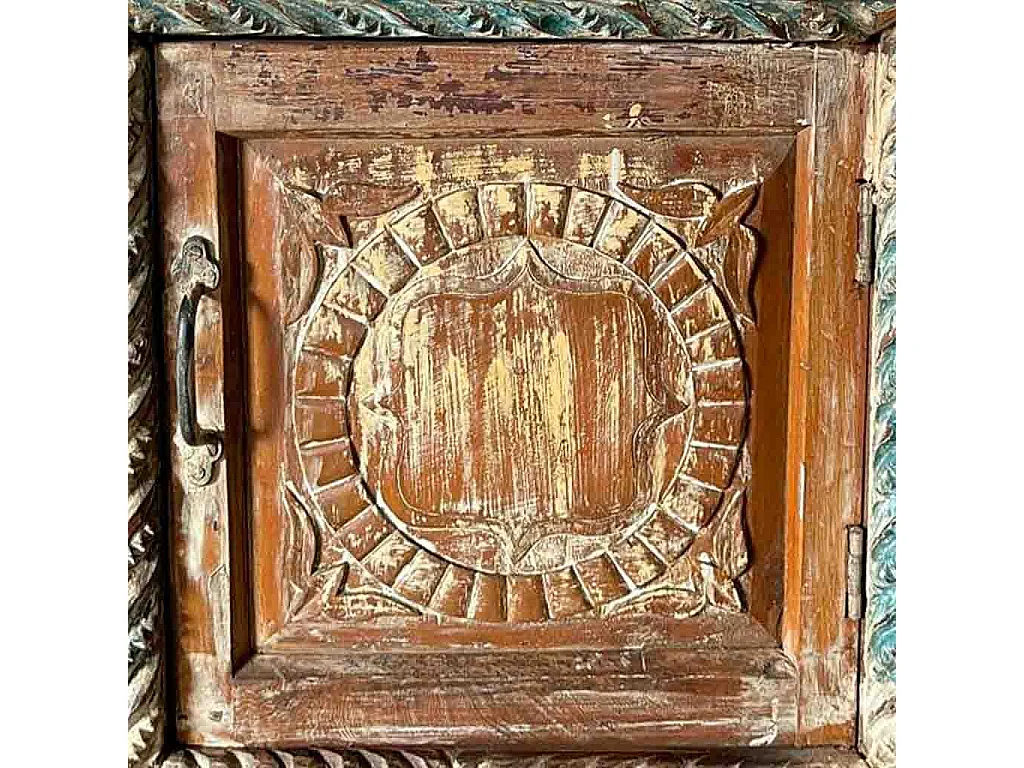 Couchtisch aus Holz, handgefertigtes braunes Finish, 49x30x54 cm