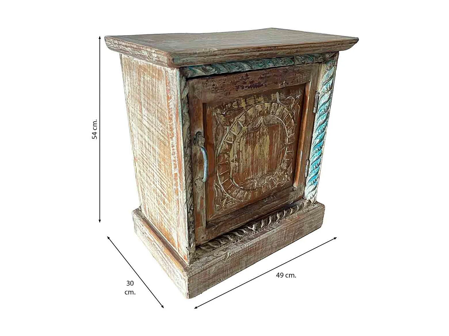 Couchtisch aus Holz, handgefertigtes braunes Finish, 49x30x54 cm