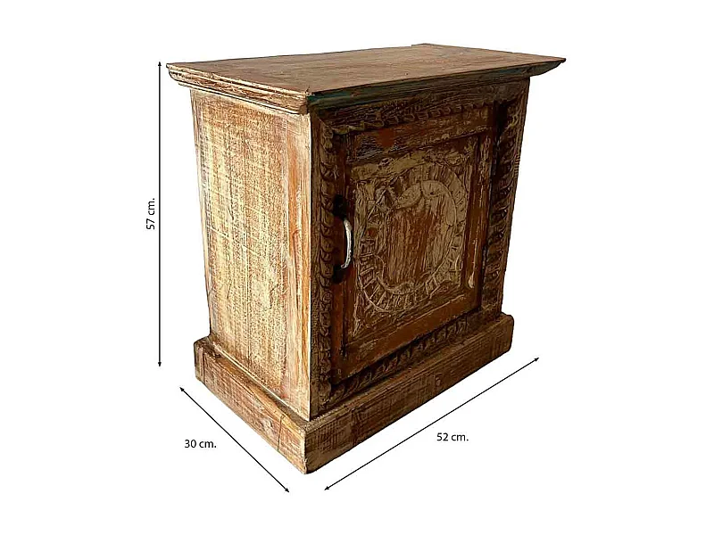 Handgefertigter Couchtisch aus braunem Holz, 52x30x57H cm