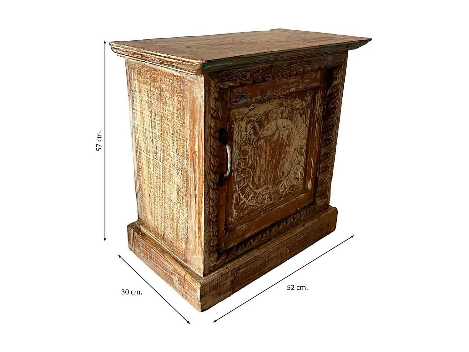 Handgefertigter Couchtisch aus braunem Holz, 52x30x57H cm