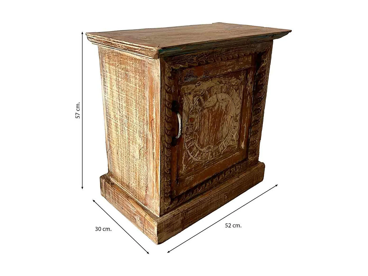 Mesa de centro, madeira castanha, acabamento feito à mão 52x30x57h cm