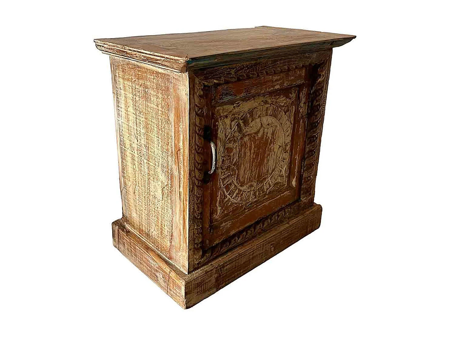 Mesa de centro, madeira castanha, acabamento feito à mão 52x30x57h cm