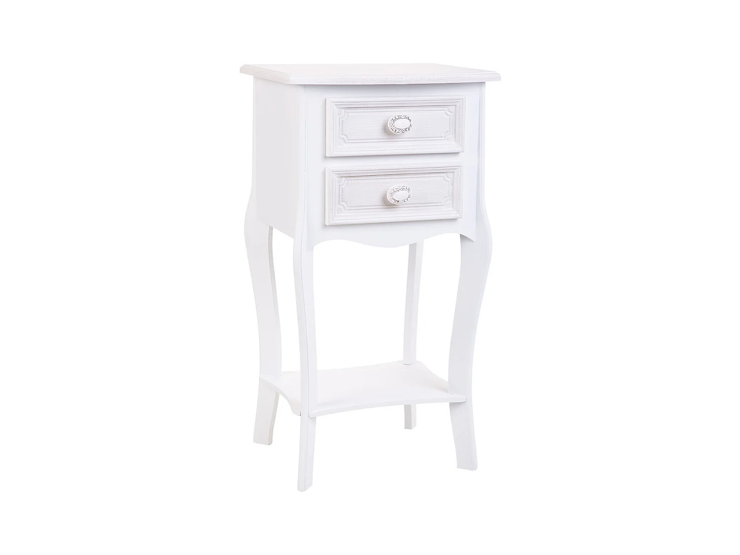 Mesita de madera de 2 cajones y 1 balda blanco 38x31.5x71