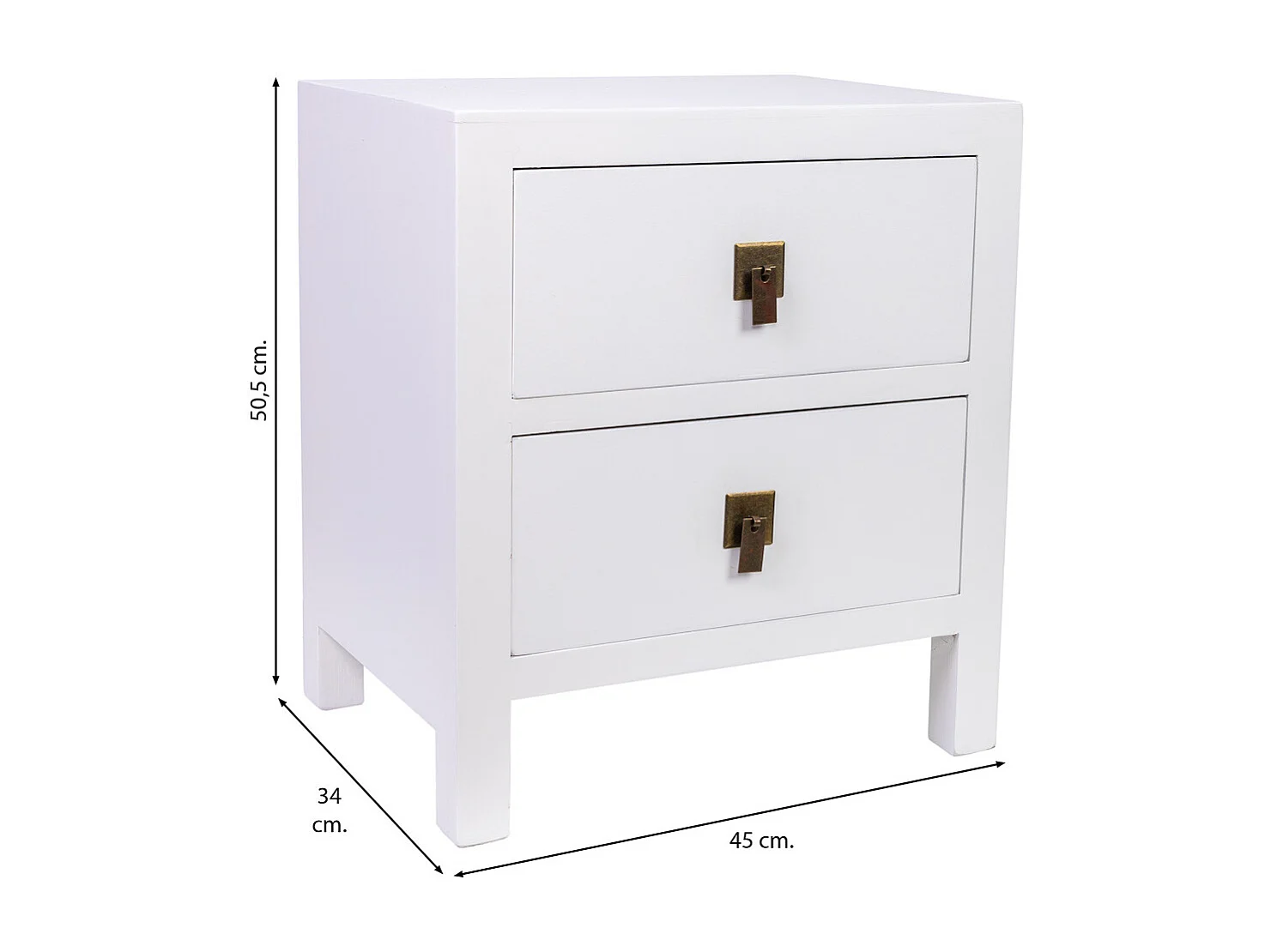 Mesita de noche de madera de 2 cajones 45x34x50,5