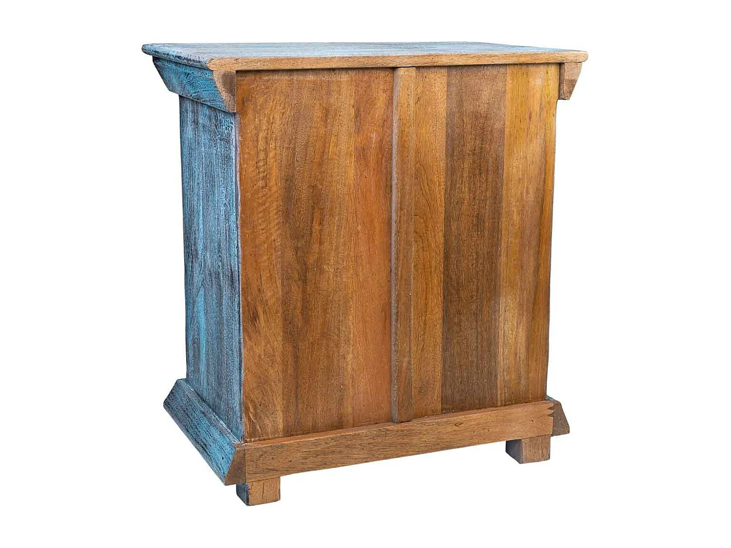 Comodino in legno e metallo con finitura artigianale 55x35x60 h cm