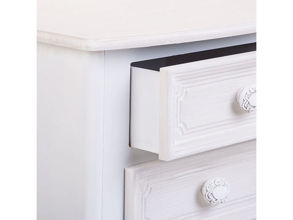 Mesita de madera de 2 cajones blanco 42x34x57h cm