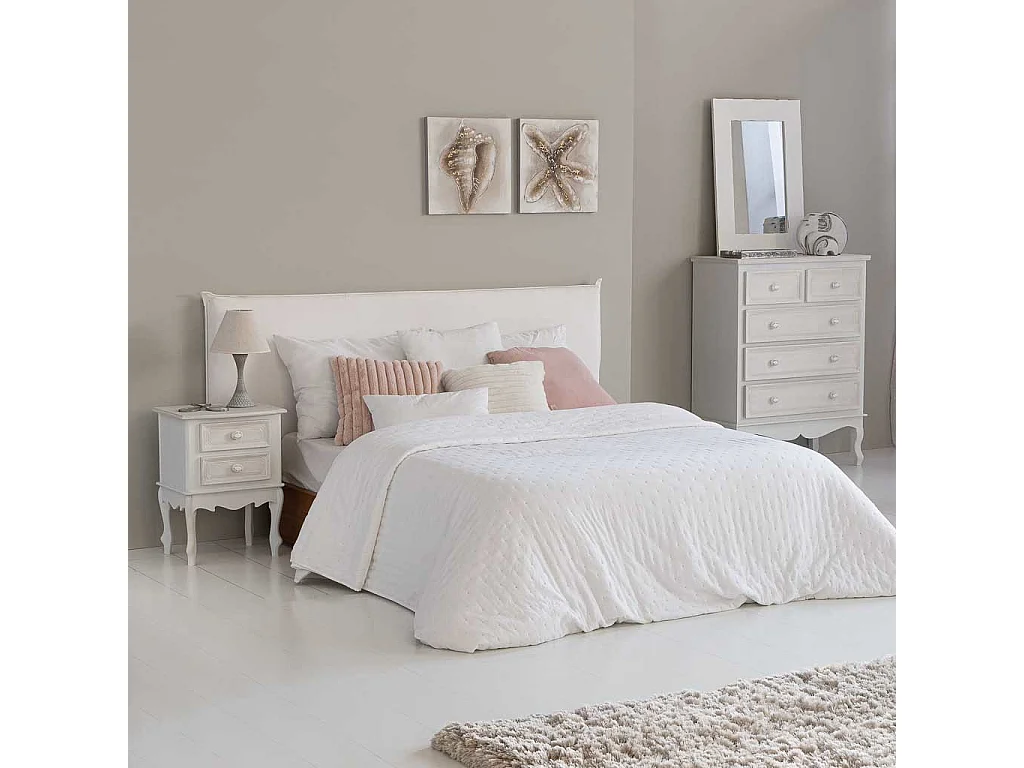 Comodino in legno con 2 cassetti bianchi 42x34x57.h cm