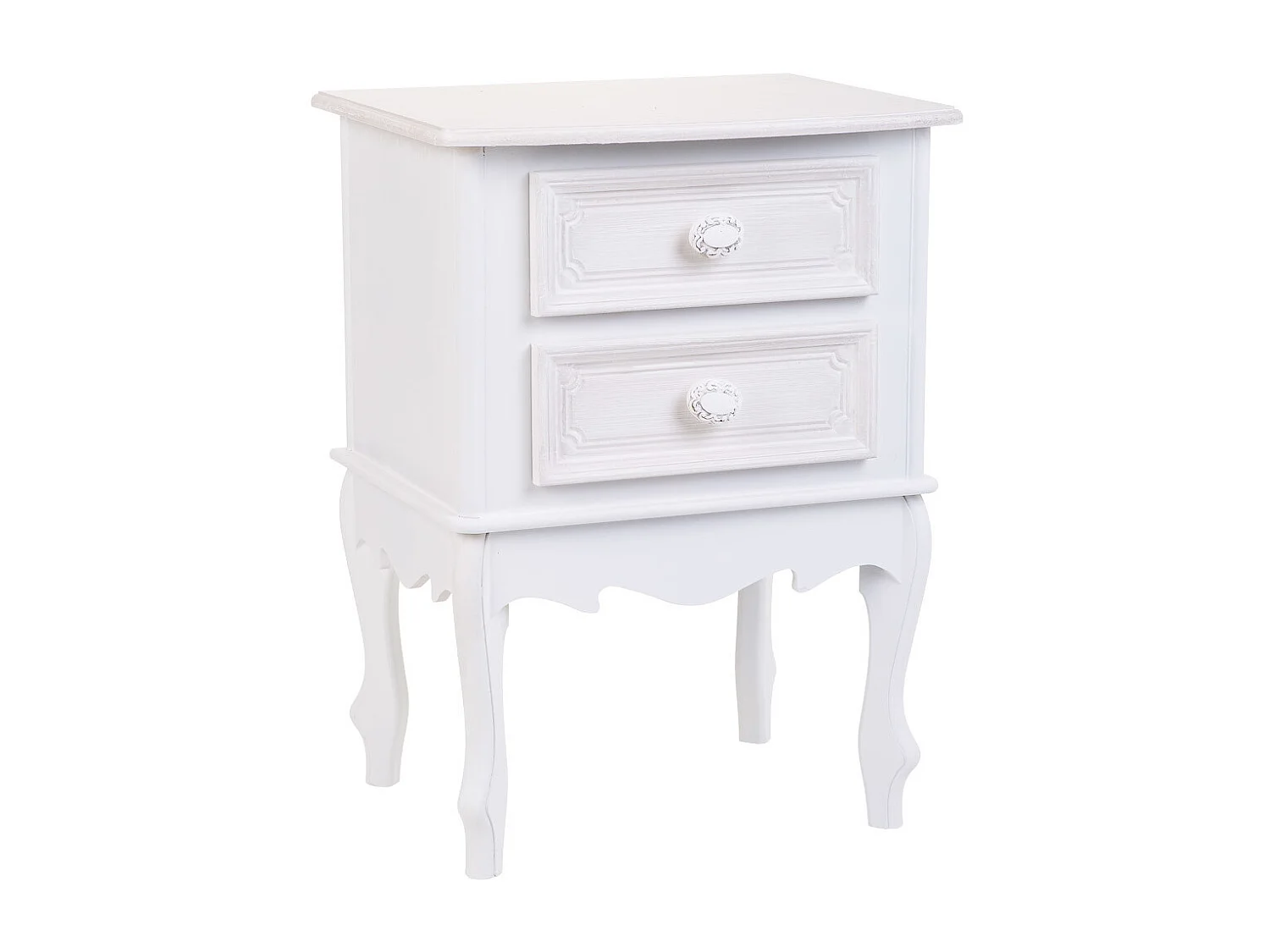 Comodino in legno con 2 cassetti bianchi 42x34x57.h cm