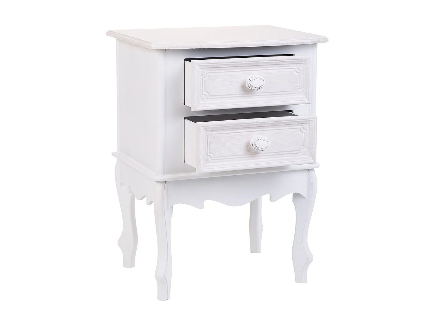 Comodino in legno con 2 cassetti bianchi 42x34x57.h cm