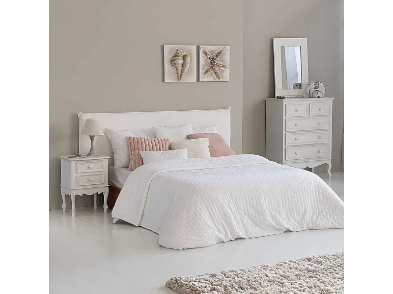 Comodino in legno con 2 cassetti bianchi 42x34x57.h cm