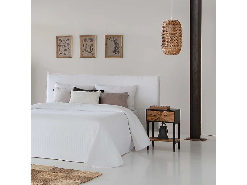 Table de nuit en bois et métal, 1 tiroir et 1 étagère marron 41x32x60