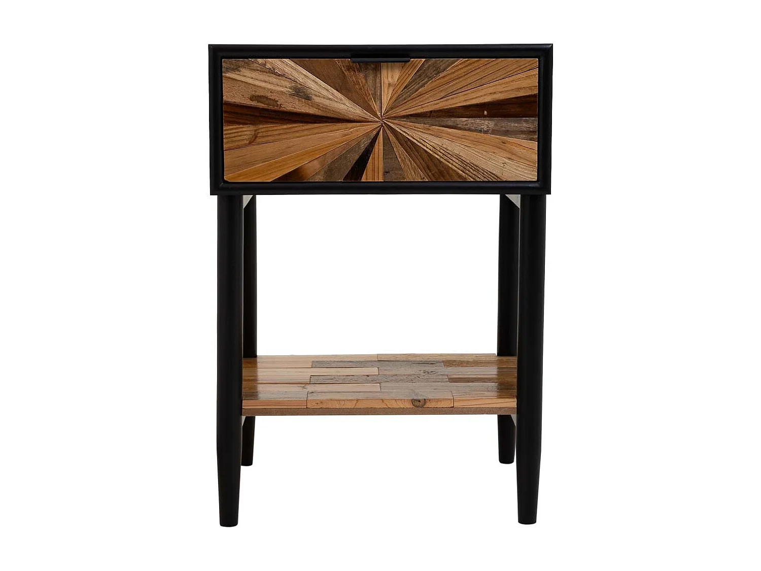 Table de nuit en bois et métal, 1 tiroir et 1 étagère marron 41x32x60