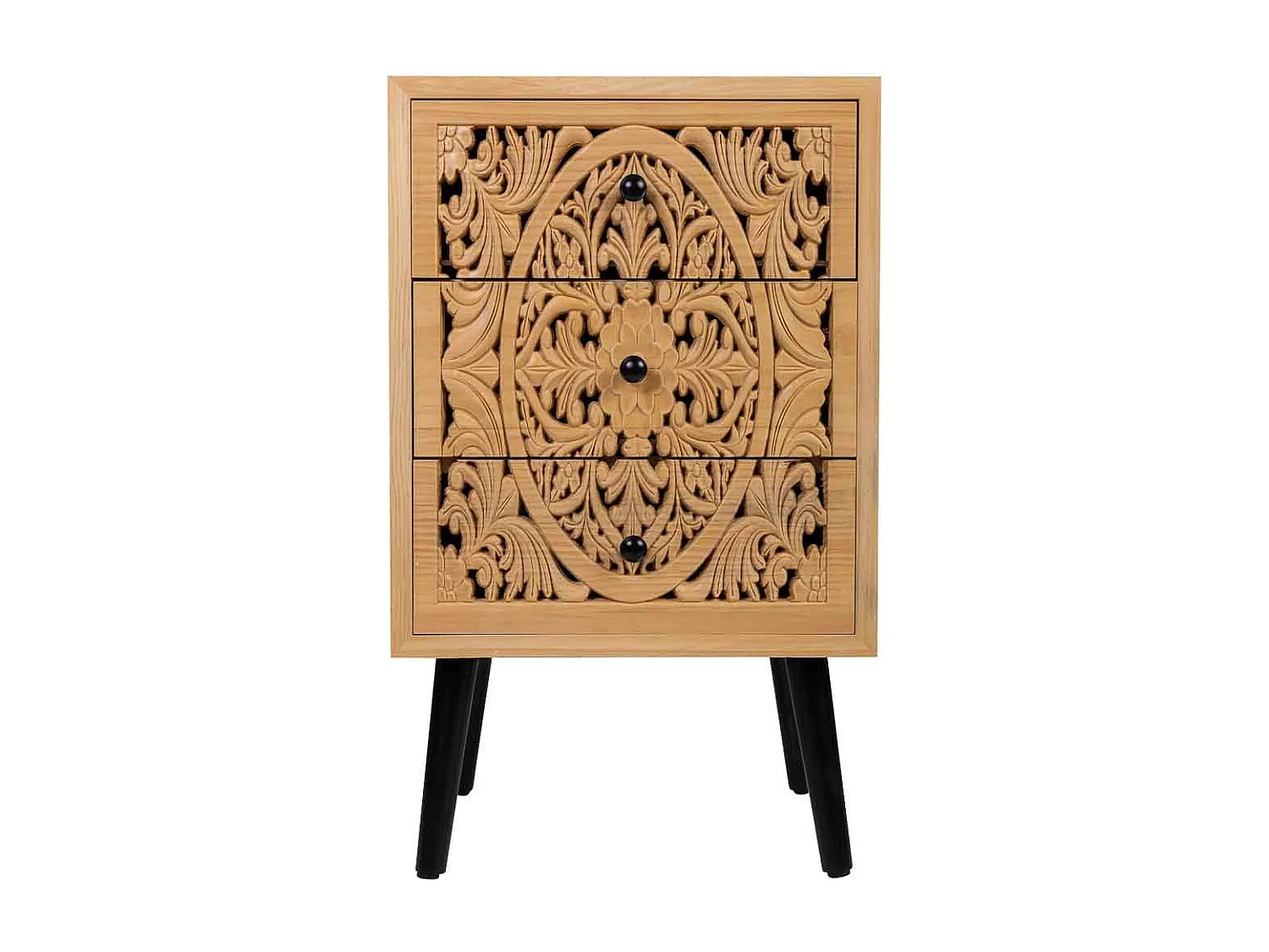 Nachttisch aus schwarzem Holz und Metall, 44x35x76