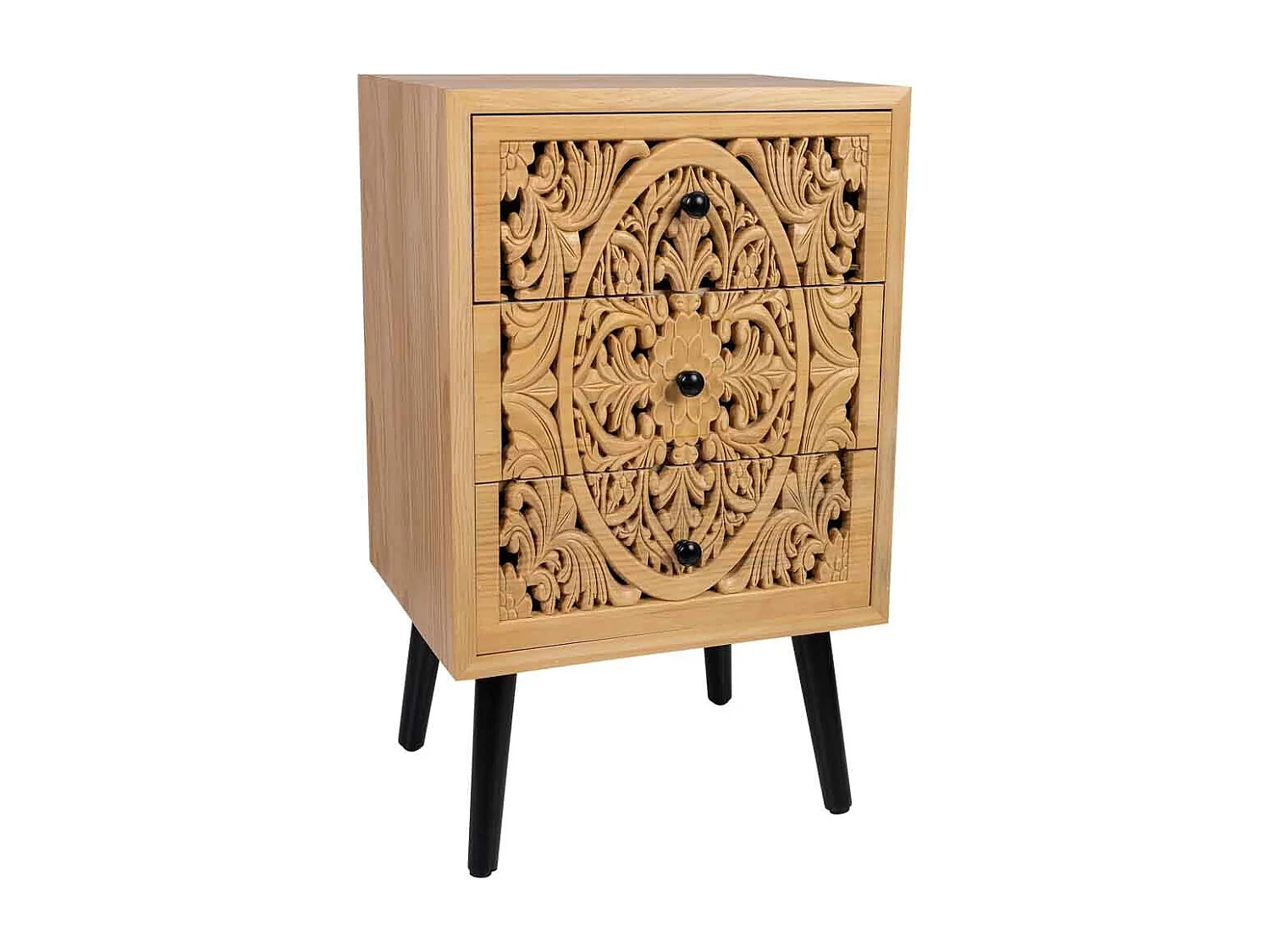 Nachttisch aus schwarzem Holz und Metall, 44x35x76