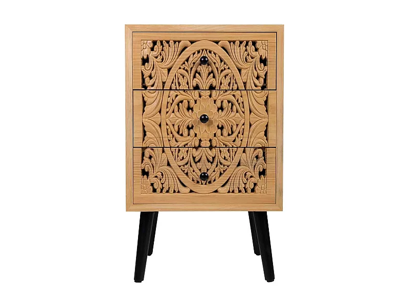 Nachttisch aus schwarzem Holz und Metall, 44x35x76