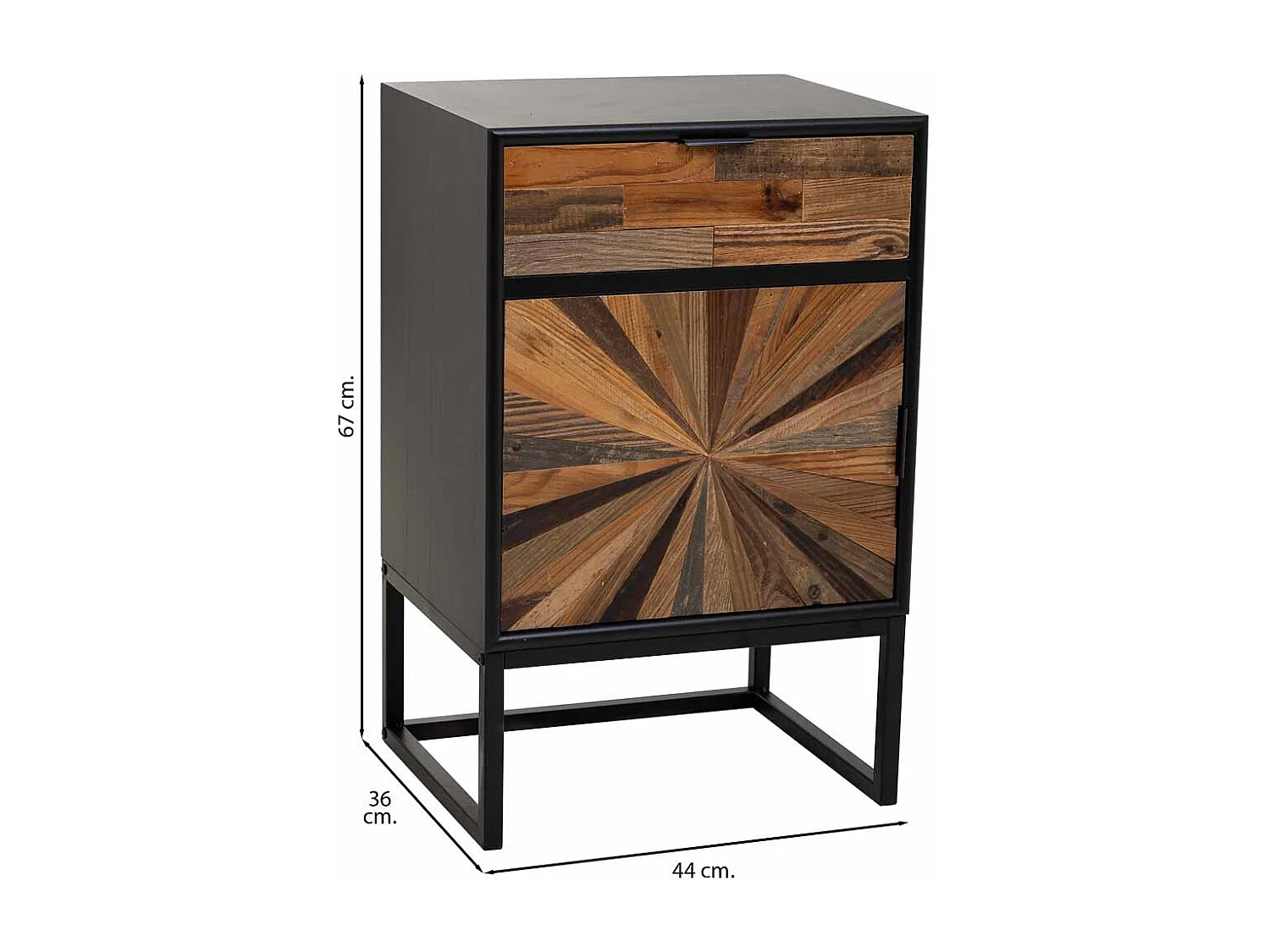 Nachttisch aus Holz und Metall braun, 44x36x67