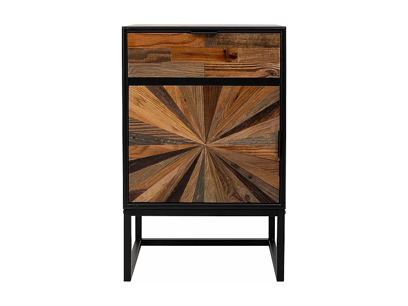 Nachttisch aus Holz und Metall braun, 44x36x67