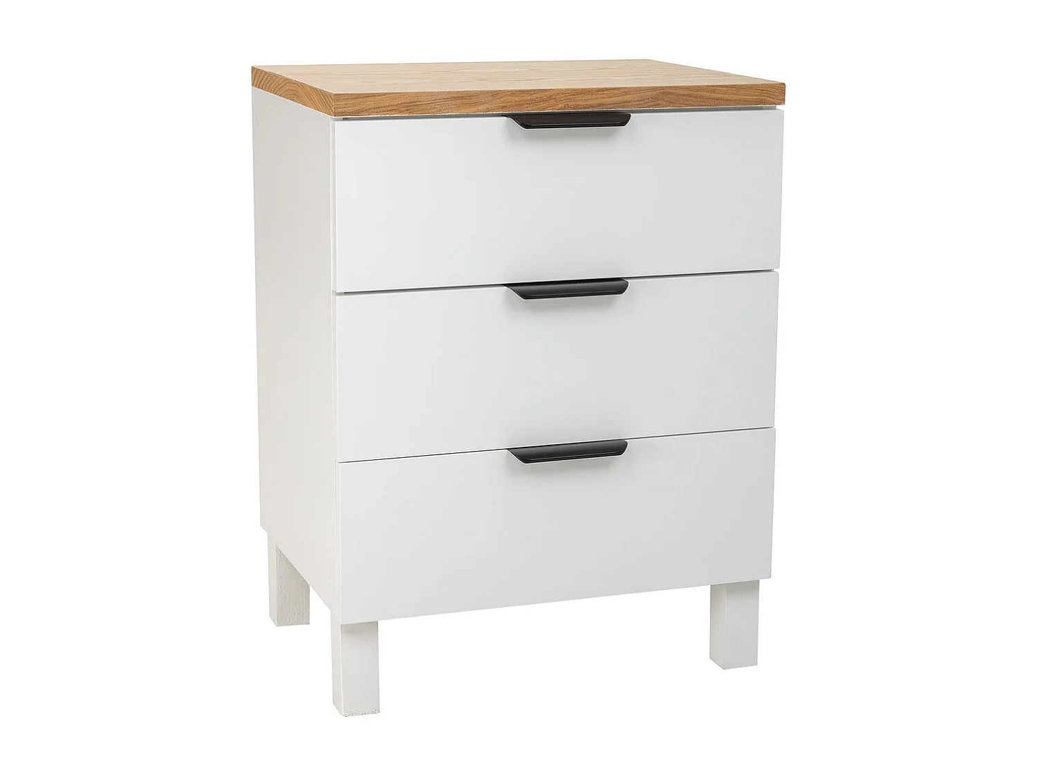 Table de nuit en bois avec 3 tiroirs 45x35x60