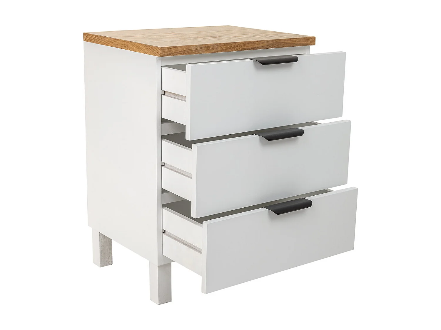 Table de nuit en bois avec 3 tiroirs 45x35x60