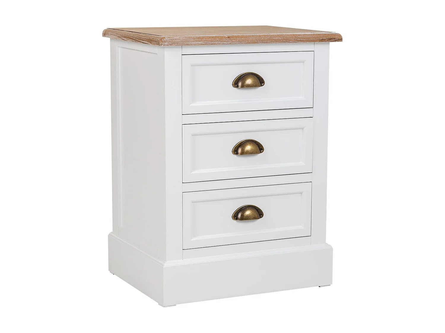 Mesita de noche de madera de 3 cajones blanco 45x35x60h cm